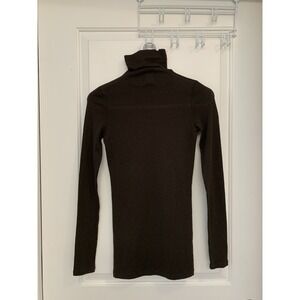 Club Monaco Wool Cashmere Turtle Neck Shirt Women's Small Dark Olive Chocolate